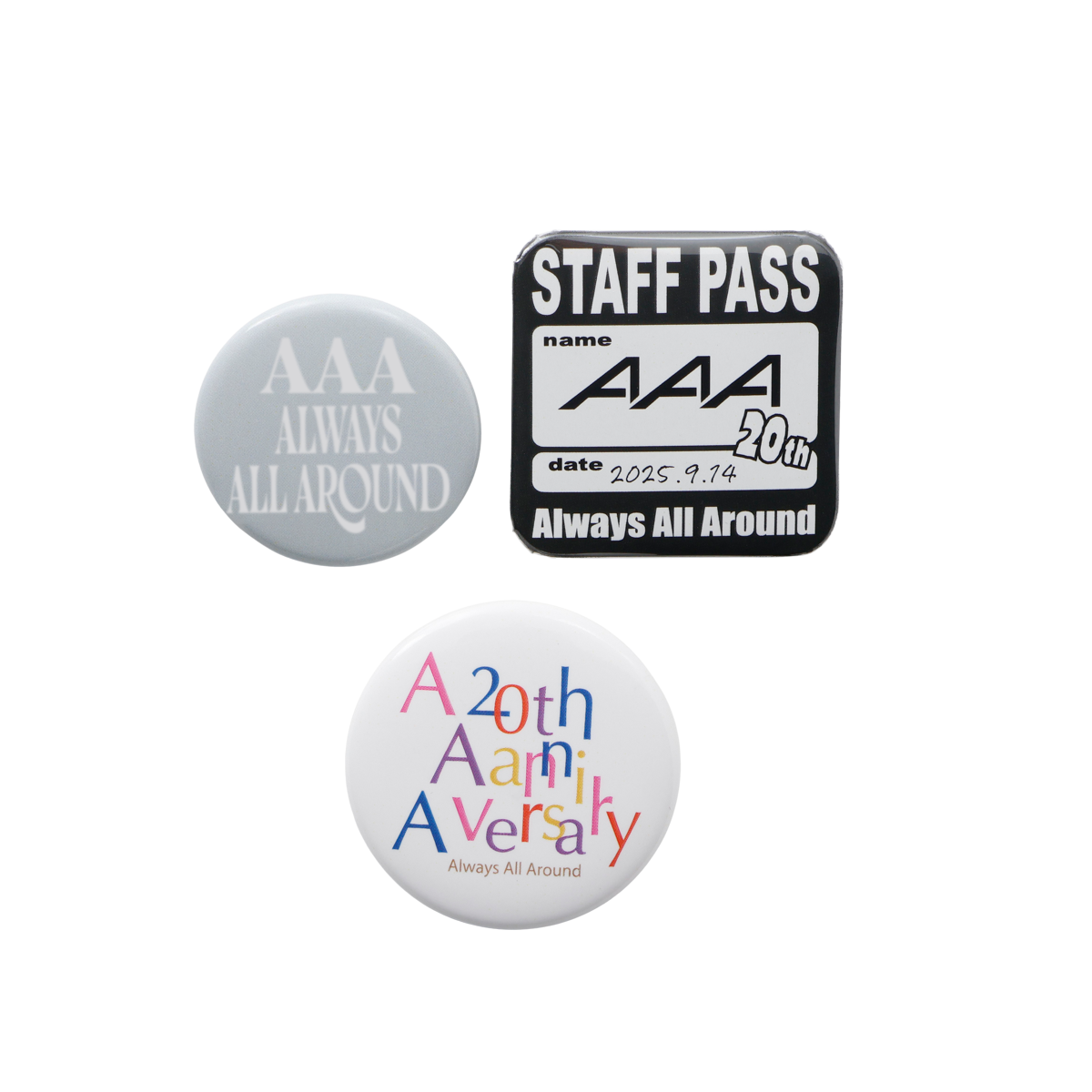 AAA20th缶バッチセット – AAA 20th Anniversary GOODS SHOP